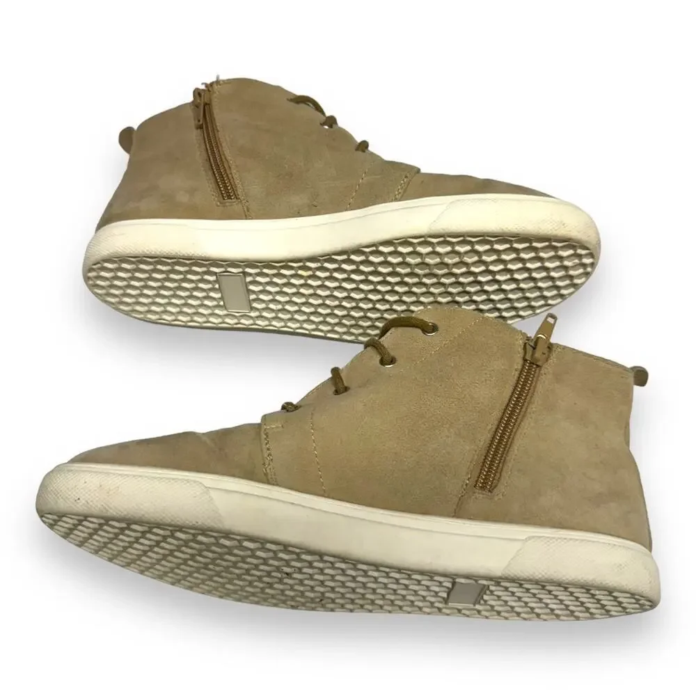 Susina Womens Ankle‎ Boots Sz 7.5 M Beige Suede Leather Lace Up Sneakers